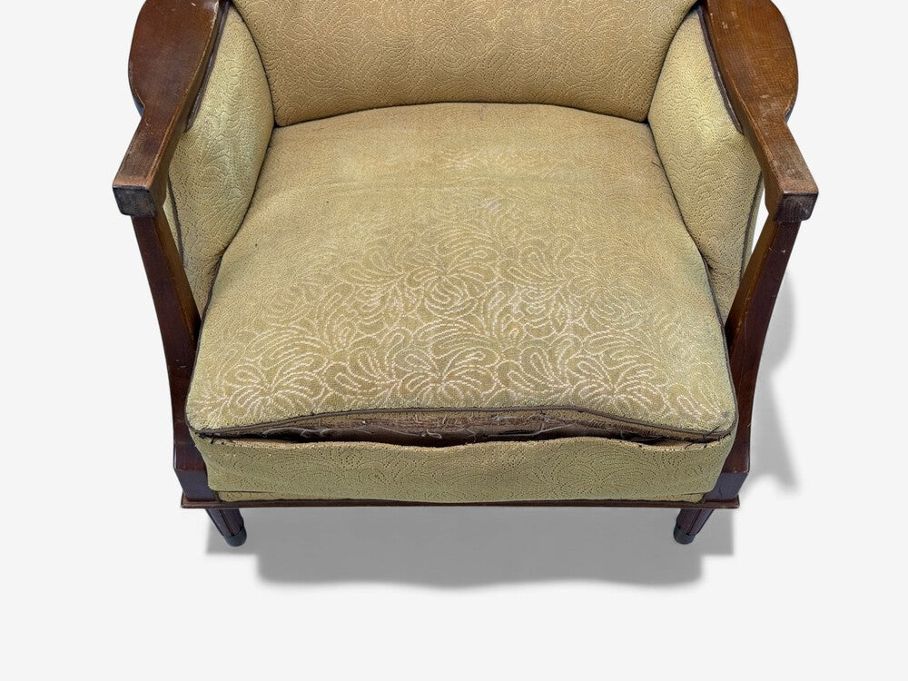 Danish Modern, Lounge Chair, Fabric, Stained Wood, Denmark, 1940s