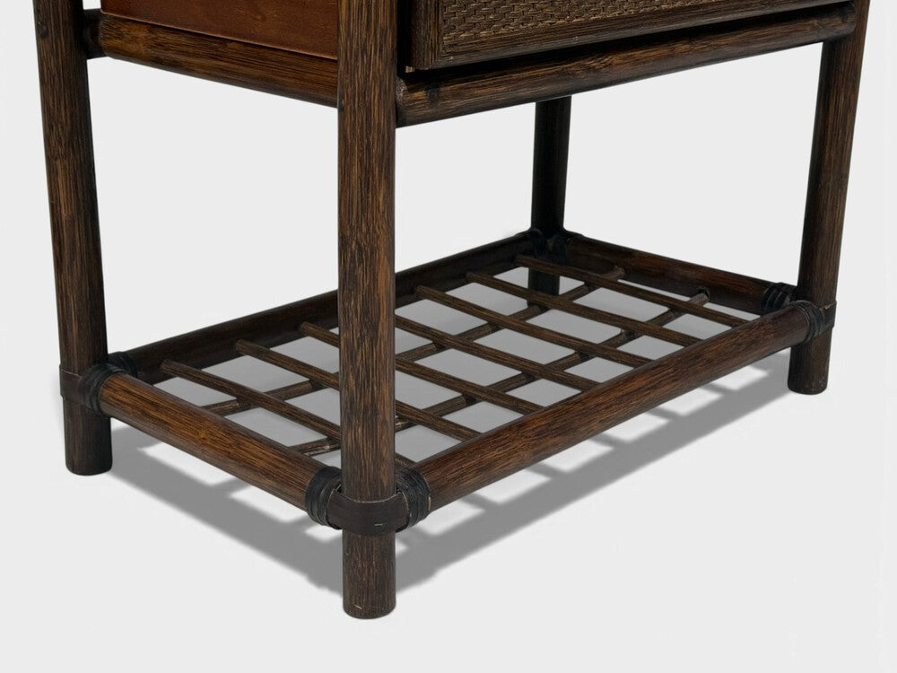 American Modern, Nightstands, Wood, Cane, USA, 1980s