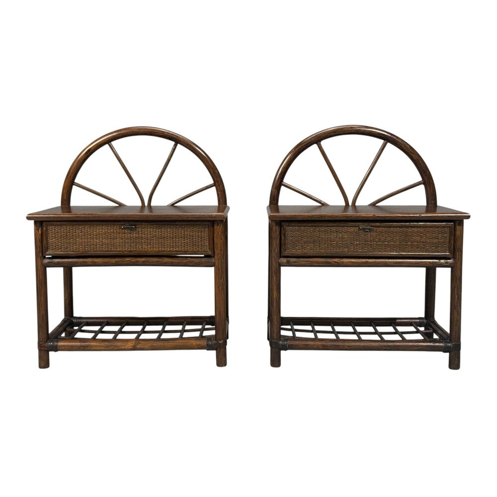 American Modern, Nightstands, Wood, Cane, USA, 1980s