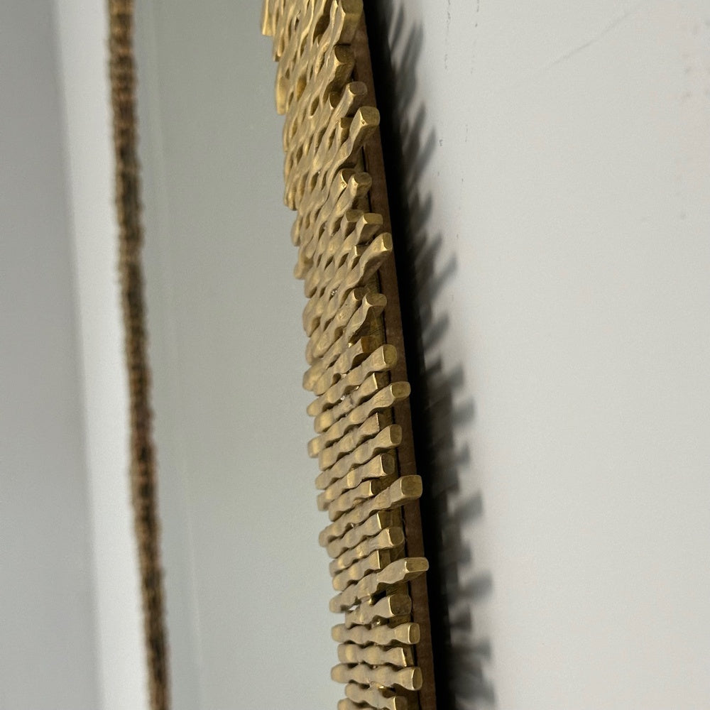Hollywood Regency Style, Brutalist Modern, Round Wall Mirrors, Brass Star Motif