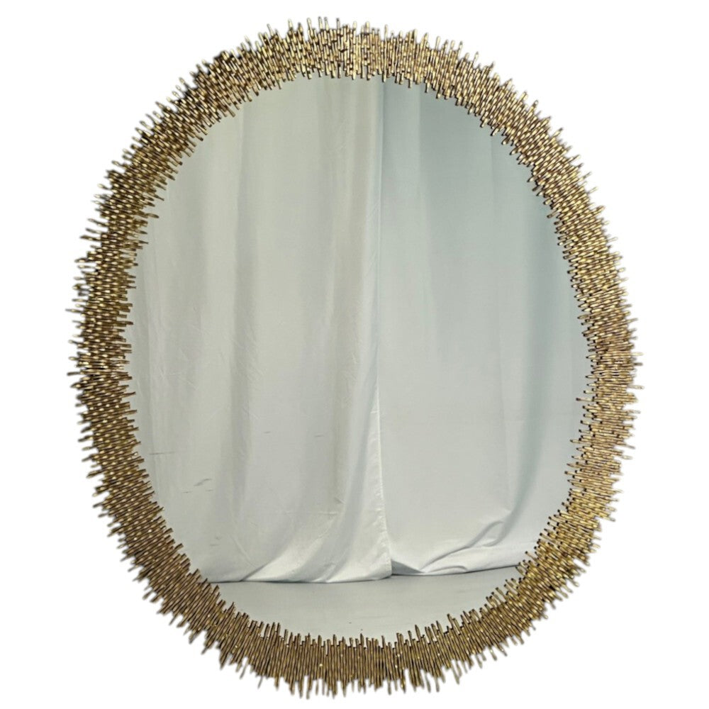 Hollywood Regency Style, Brutalist Modern, Round Wall Mirrors, Brass Star Motif