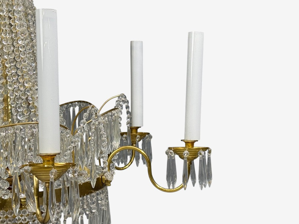 Russian Neoclassical Style, Monumental Chandeliers, Bronze, Crystal, 1960s