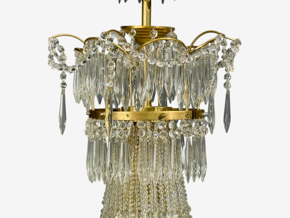 Russian Neoclassical Style, Monumental Chandeliers, Bronze, Crystal, 1960s