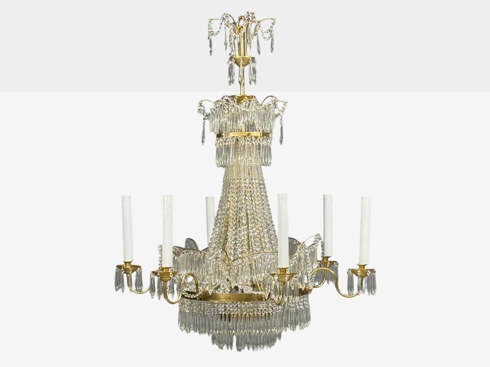 Russian Neoclassical Style, Monumental Chandeliers, Bronze, Crystal, 1960s