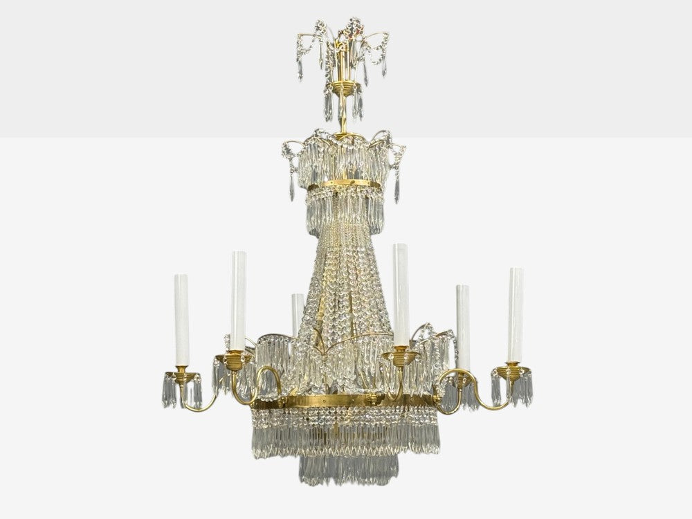 Russian Neoclassical Style, Monumental Chandeliers, Bronze, Crystal, 1960s