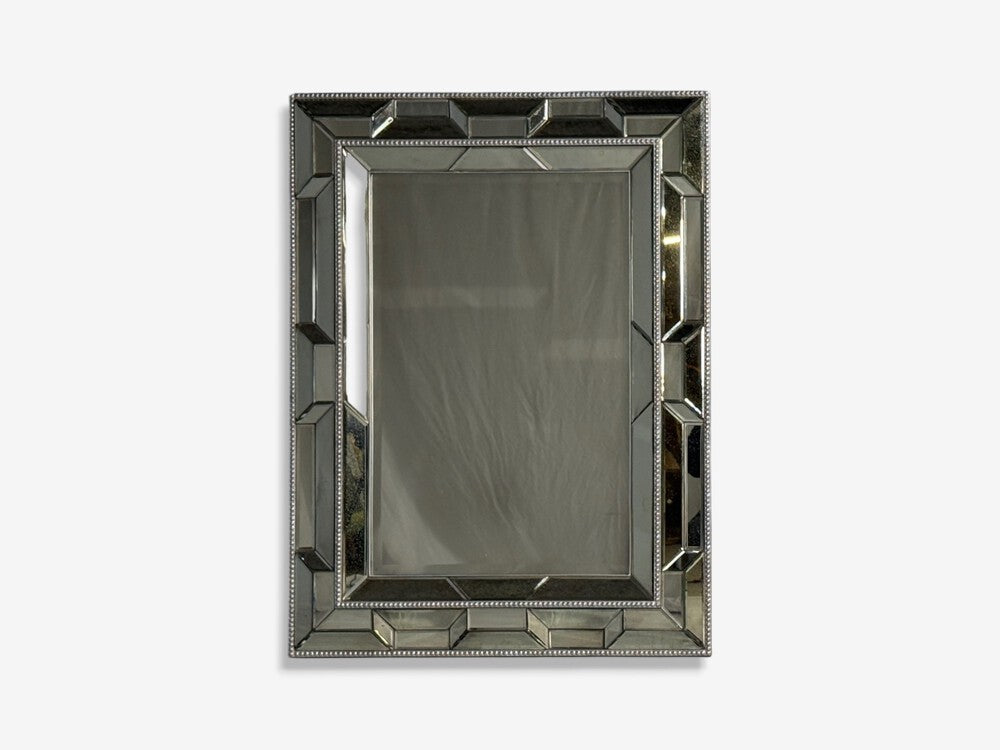 Serge Roche Style, Large Wall Mirrors, Antiqued Glass, Silver Leaf Wood