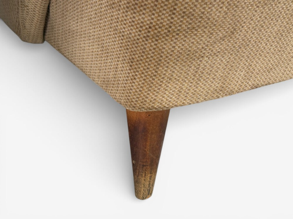 Paolo Buffa Style, Wingback Lounge Chairs, Fabric, Wood, Italy, 1950s