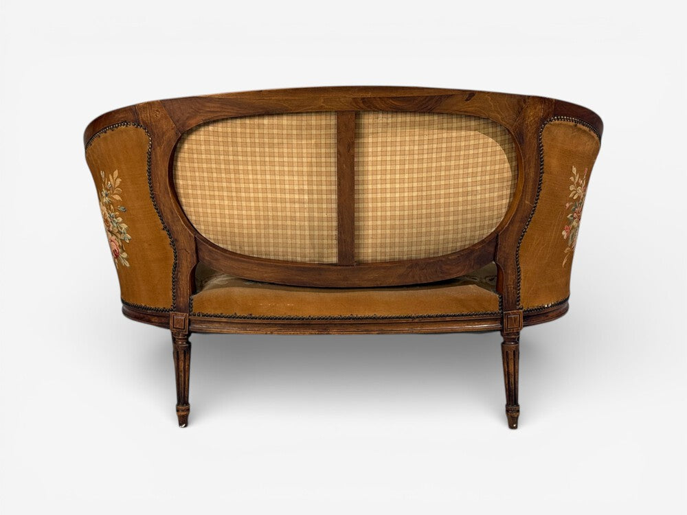 Louis XVI Style, Canape or Settee, Tapestry, Walnut, France, 20th c.