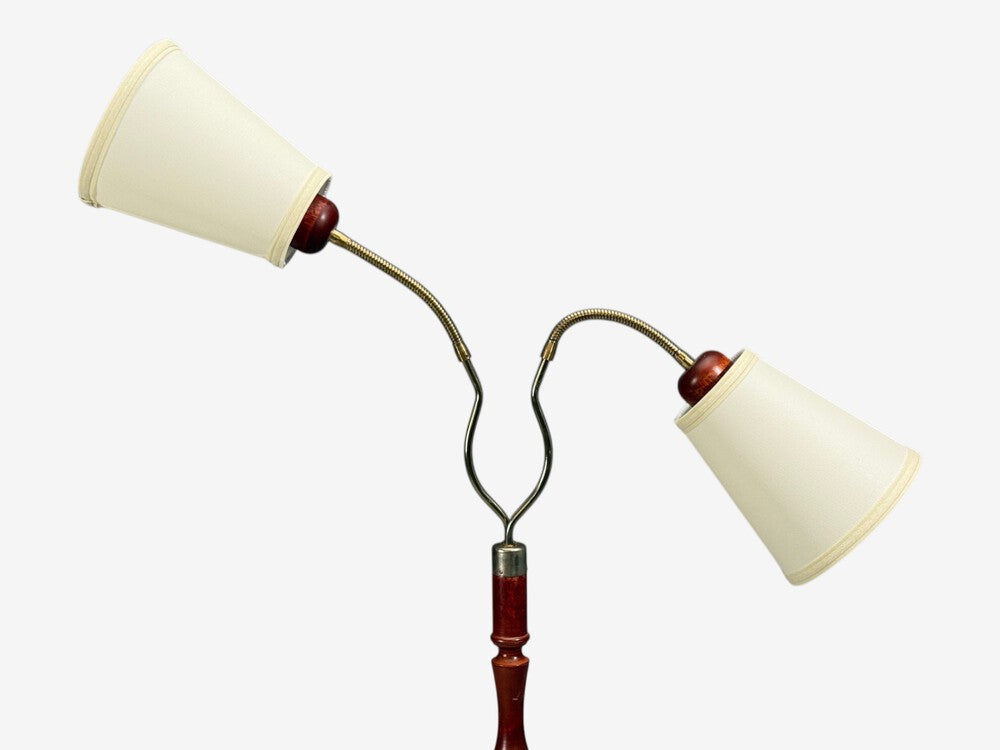 Markslöjd, Floor Lamp, Wood, Metal, Fabric, Sweden, 1970s