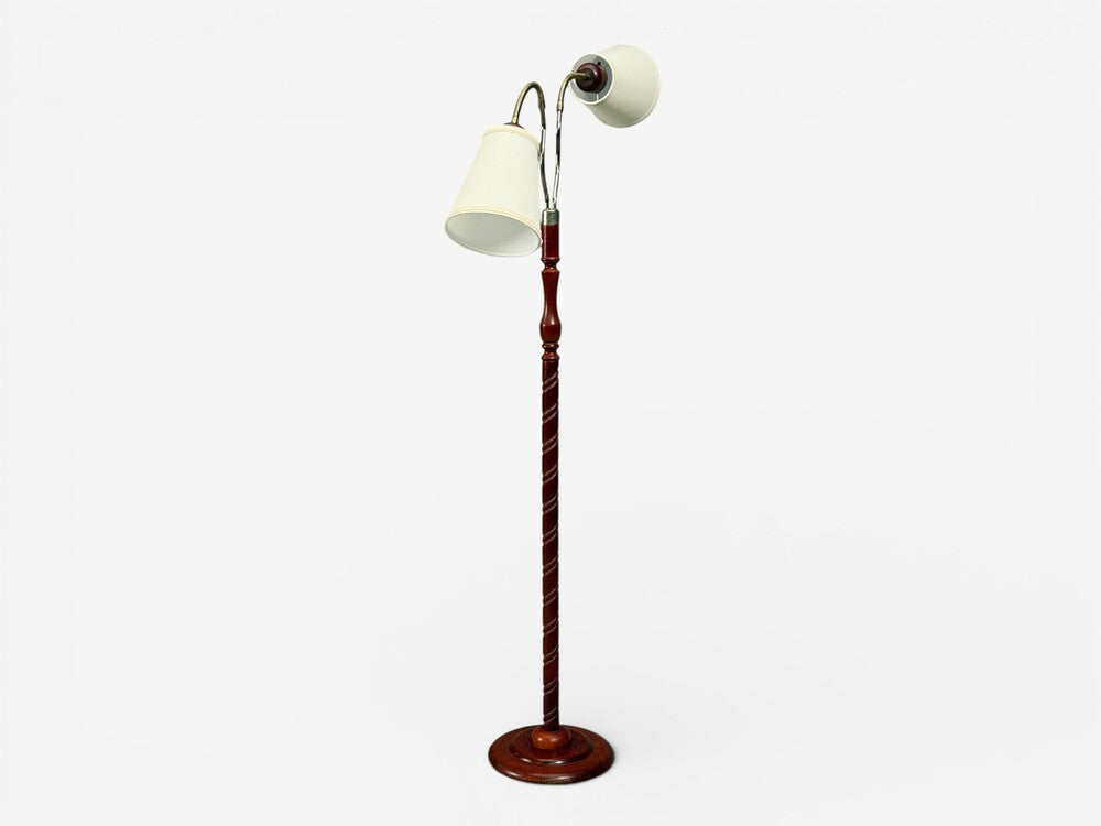 Markslöjd, Floor Lamp, Wood, Metal, Fabric, Sweden, 1970s