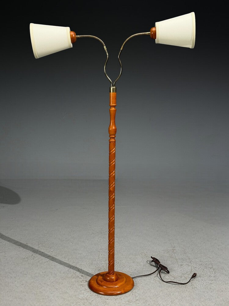 Markslöjd, Floor Lamp, Light Wood, Metal, Fabric, Sweden, 1990s