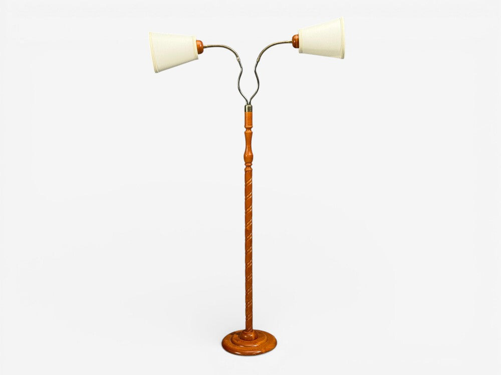 Markslöjd, Floor Lamp, Light Wood, Metal, Fabric, Sweden, 1990s