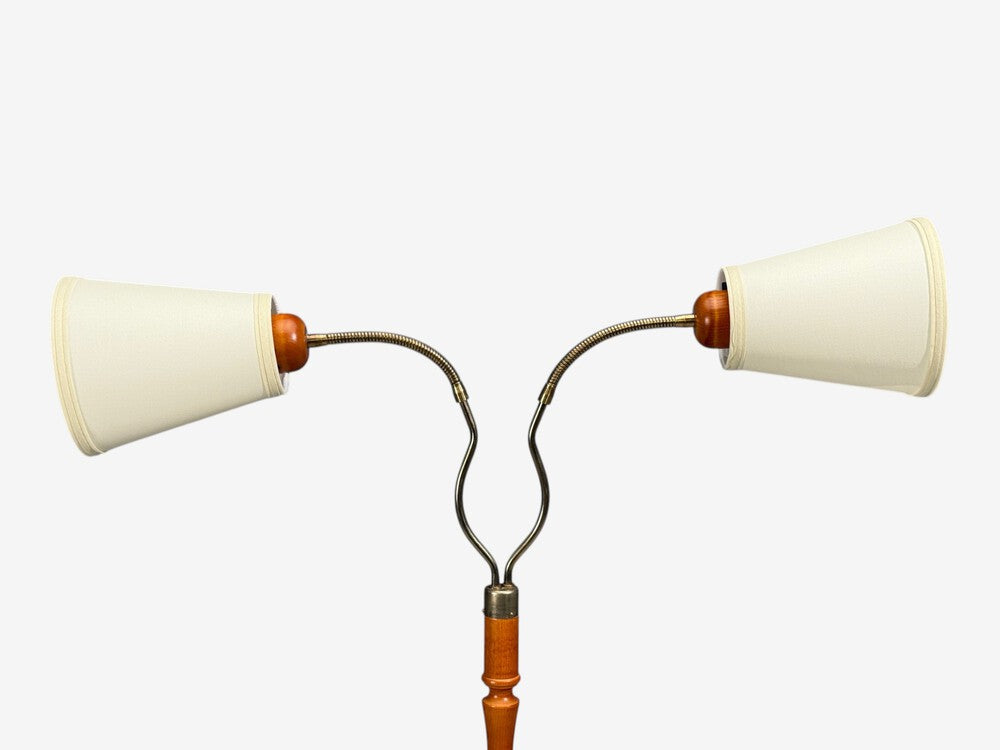 Markslöjd, Floor Lamp, Light Wood, Metal, Fabric, Sweden, 1990s