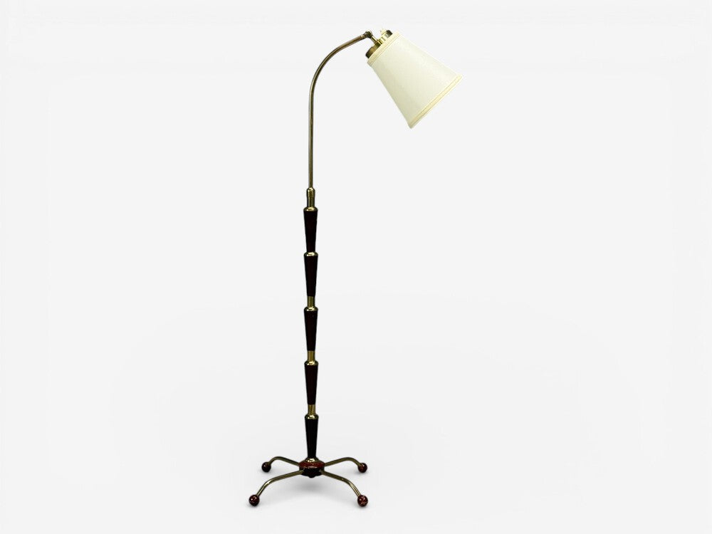 Josef Frank, Model 1842 Floor Lamp, Mahogany, Brass, Sweden, 1950s