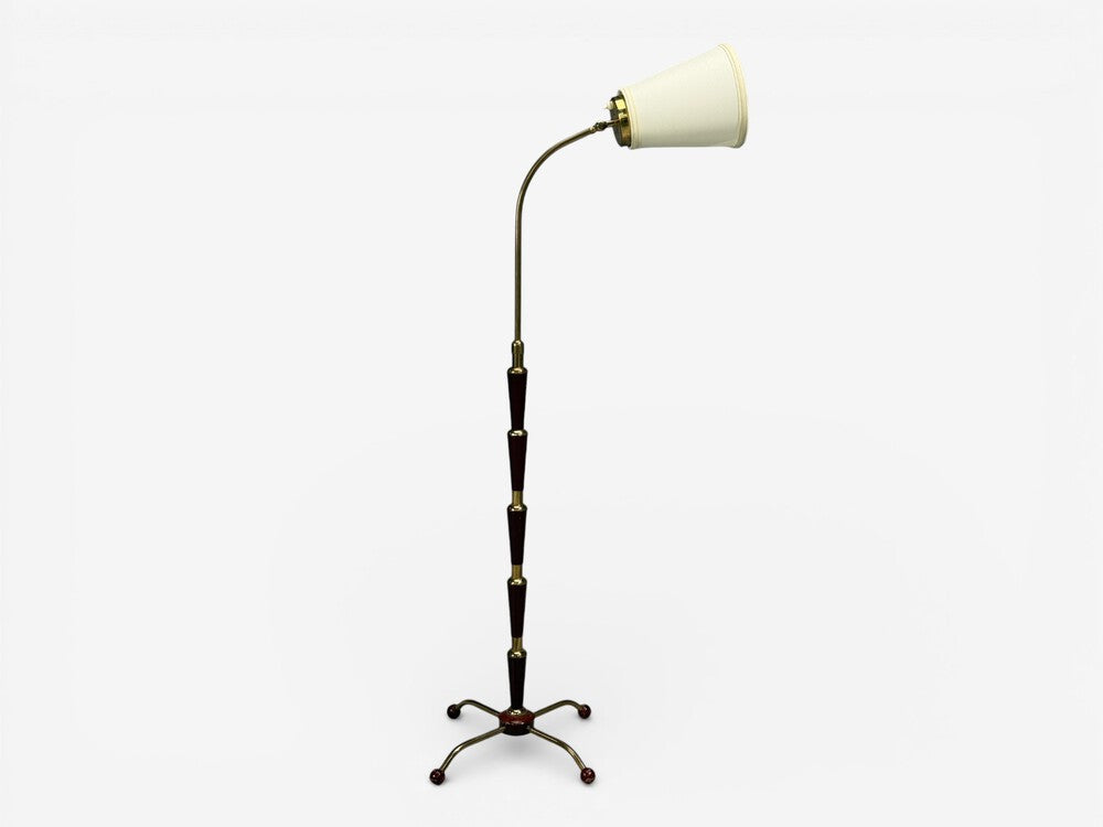 Josef Frank, Model 1842 Floor Lamp, Mahogany, Brass, Sweden, 1950s