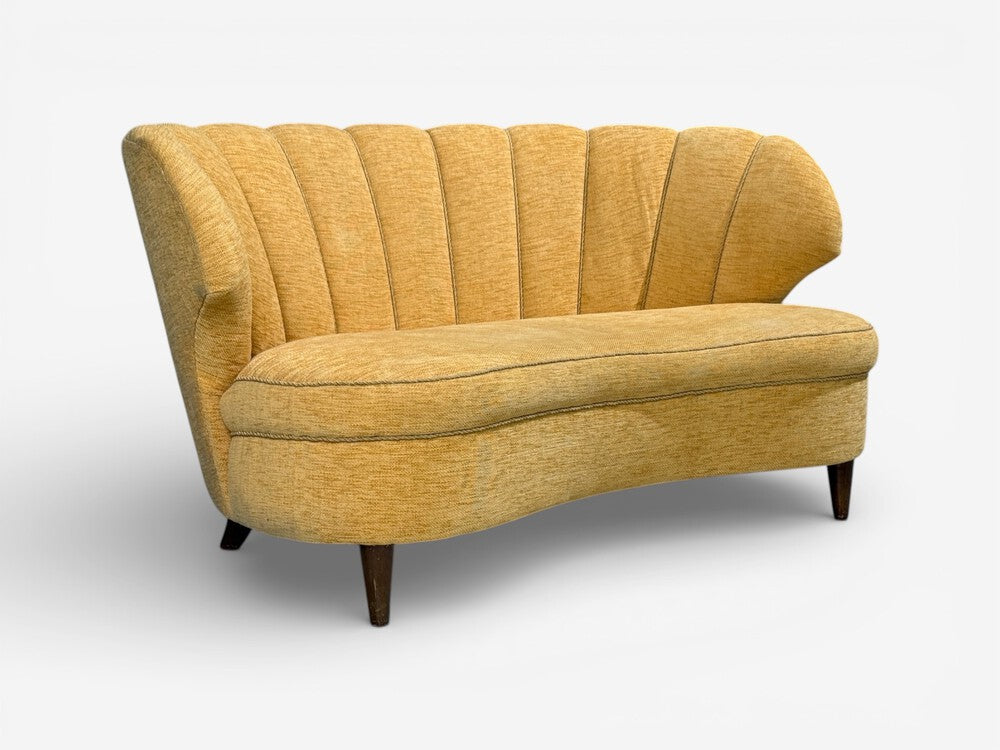 Finnish Modern, Settee or Sofa, Fabric, Wood, Finland, 1940s
