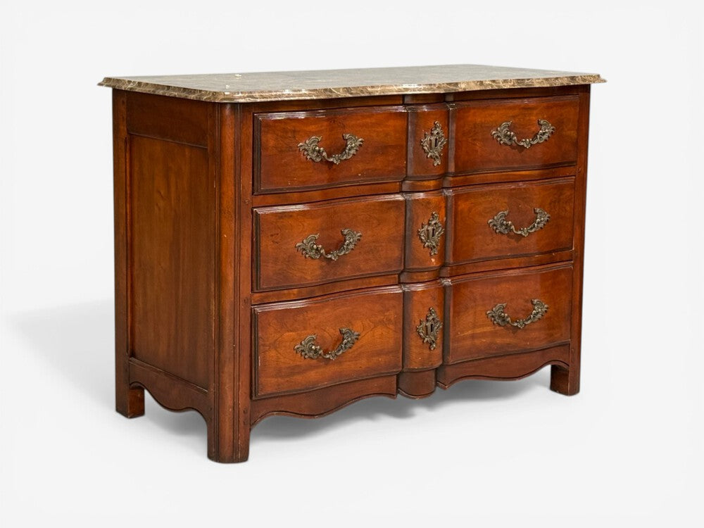 Hickory Chair, Louis XV Style Commodes, Wood, Brass, Marble, USA, 1980s