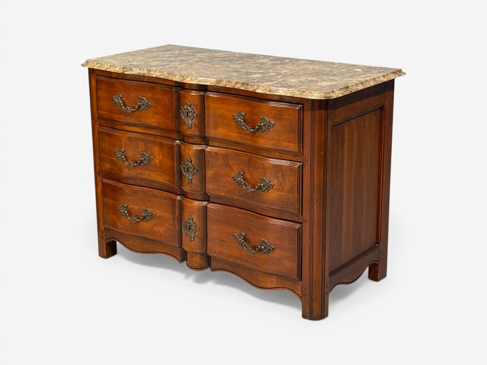 Hickory Chair, Louis XV Style Commodes, Wood, Brass, Marble, USA, 1980s