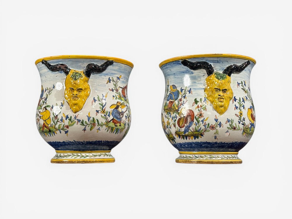 French Modern, Majolica Jardinieres, Ceramic, France, 1870s