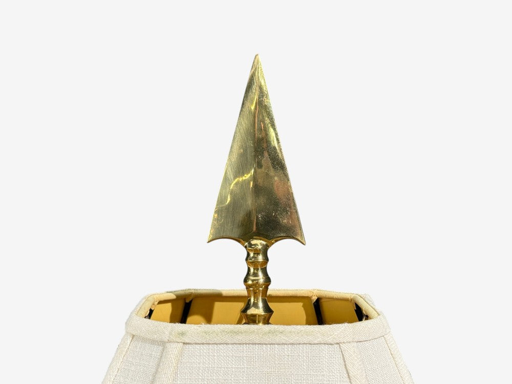 Maison Jansen Style, Arrow Motif Table Lamps, Bronze, France, 1970s