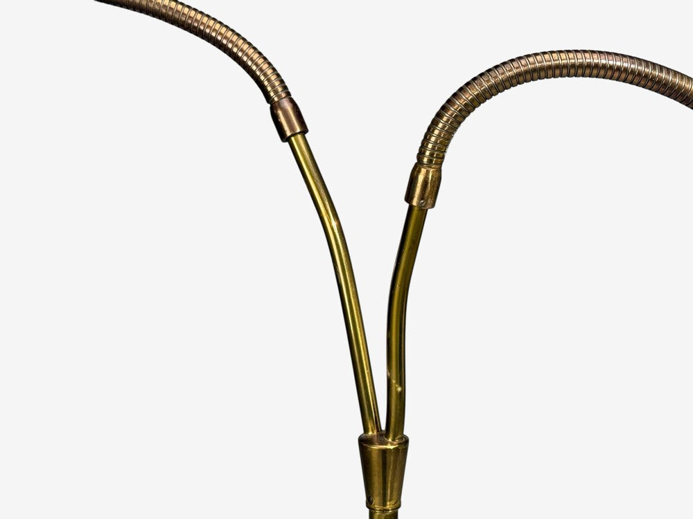 Swedish Modern, Adjustable Floor Lamp, Wood, Brass, Sweden, 1960s