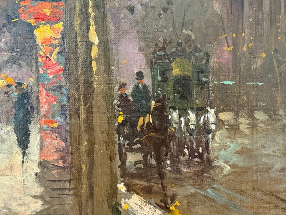 Edouard-Léon Cortès, Oil on Canvas, French Painting, Paris Street Scene, 20th C.