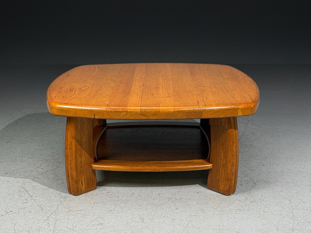 Dutch Modern, Brutalist Coffee Table, Oak, Netherlands, 1970s