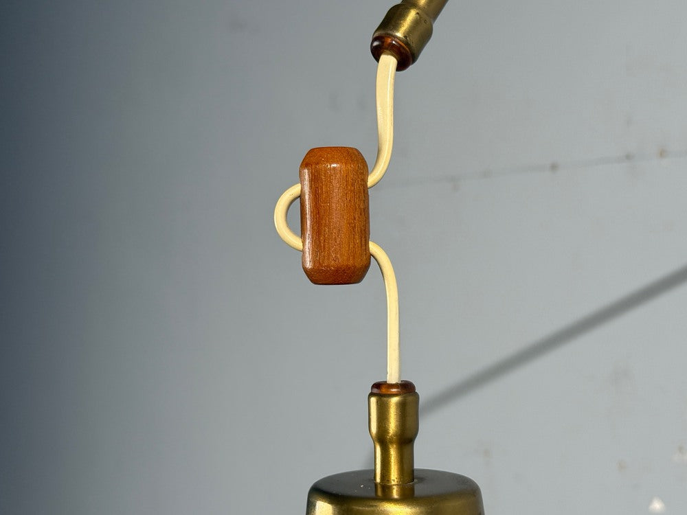 Ateljé Lyktan, Articulating Wall Light, Brass, Cane, Teak, Sweden, 1970s