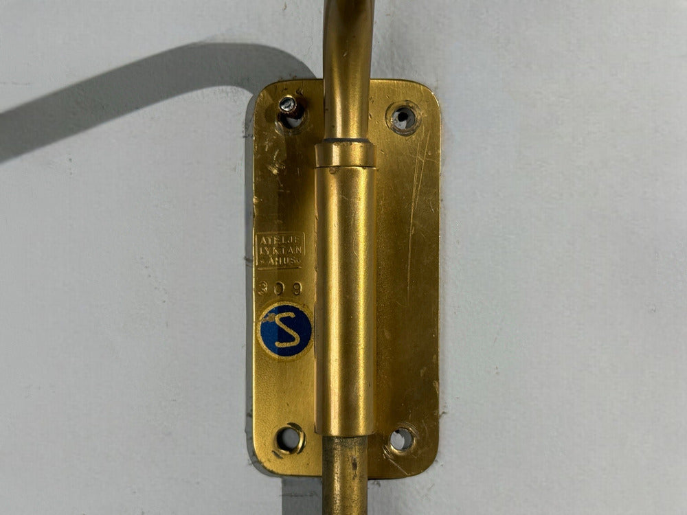 Ateljé Lyktan, Articulating Wall Light, Brass, Cane, Teak, Sweden, 1970s