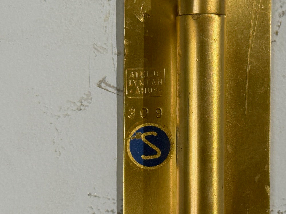 Ateljé Lyktan, Articulating Wall Light, Brass, Cane, Teak, Sweden, 1970s