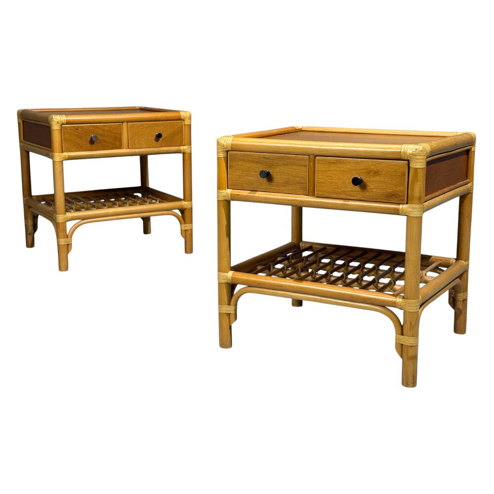 Kenneth Bergenblad, Nightstands, Bamboo, Rattan, Brass, Sweden, 1970s