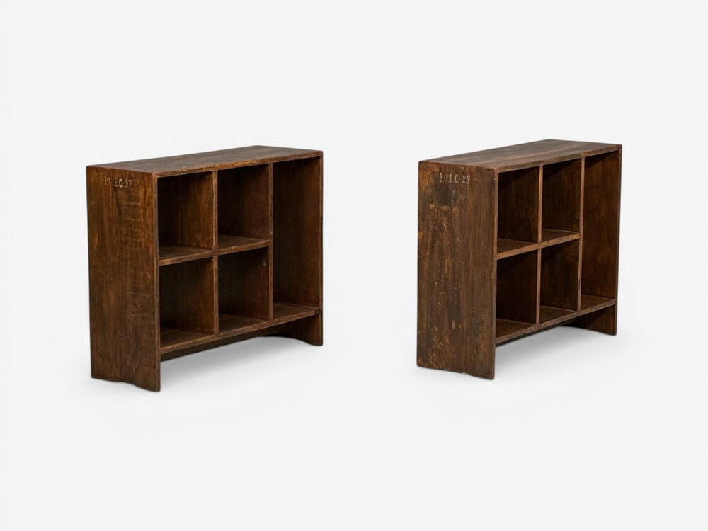 Pierre Jeanneret, 5-Hole File Racks or Bookcases, Teak, Chandigarh, 1960s