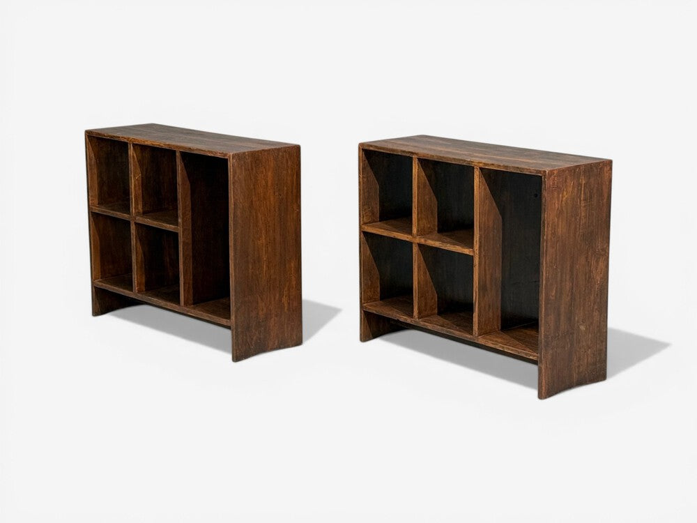 Pierre Jeanneret, 5-Hole File Racks or Bookcases, Teak, Chandigarh, 1960s