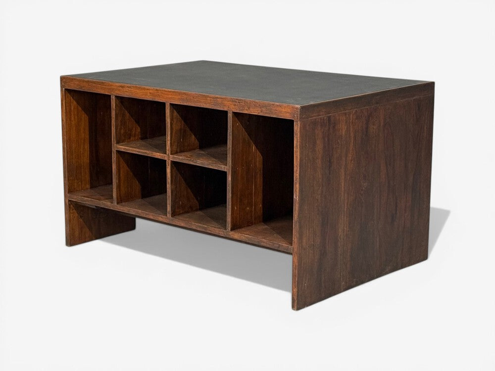 Pierre Jeanneret, Pigeonhole Desk, Teak, Leatherette, Chandigarh, India, 1960s
