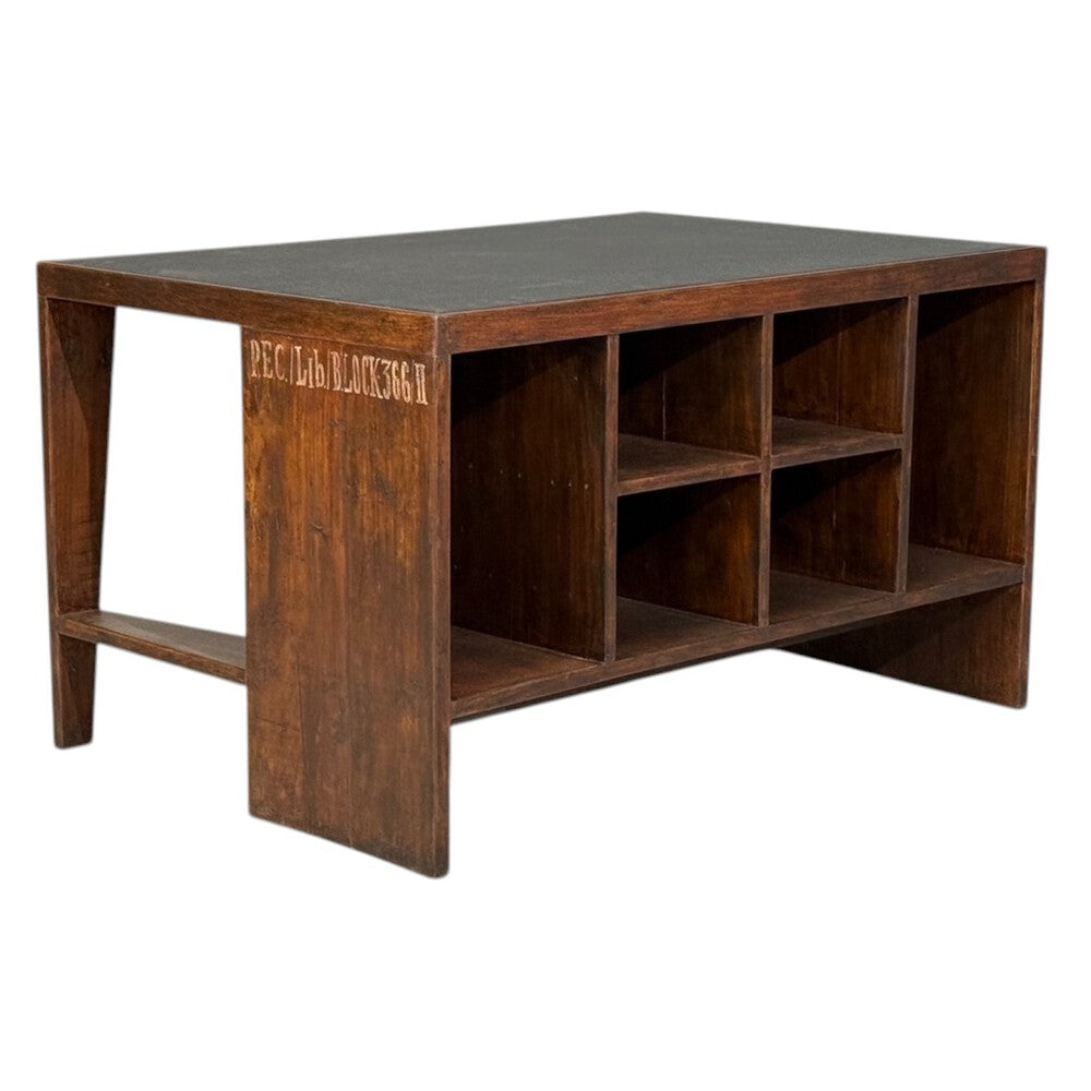 Pierre Jeanneret, Pigeonhole Desk, Teak, Leatherette, Chandigarh, India, 1960s