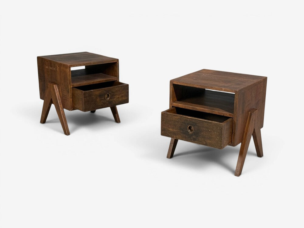 Pierre Jeanneret, Nightstands, Teak, Chandigarh, India, 1960s