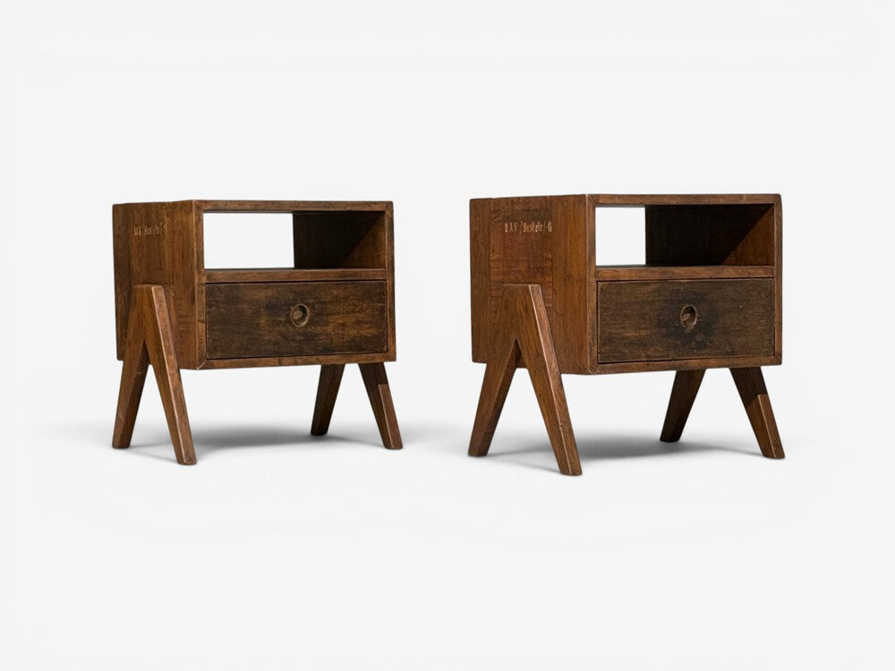 Pierre Jeanneret, Nightstands, Teak, Chandigarh, India, 1960s