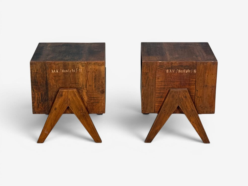 Pierre Jeanneret, Nightstands, Teak, Chandigarh, India, 1960s