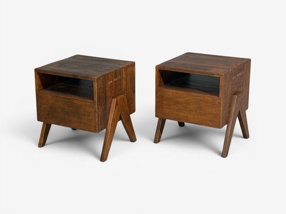 Pierre Jeanneret, Nightstands, Teak, Chandigarh, India, 1960s