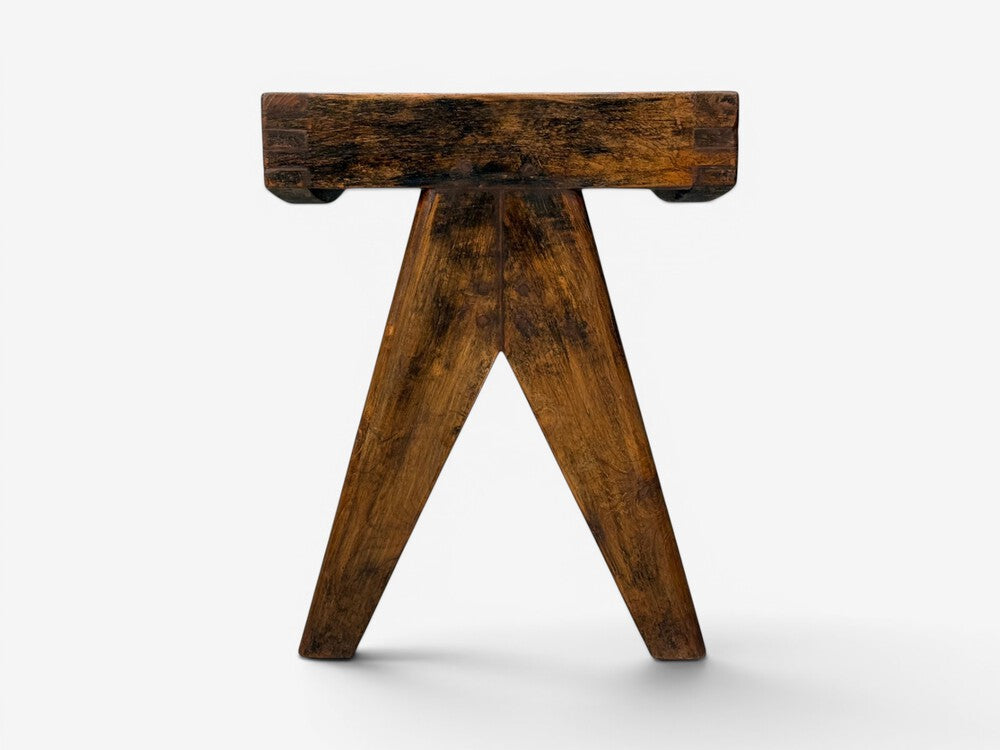 Pierre Jeanneret, Low Cane Stools, Teak, Cane, Chandigarh, India, 1960s