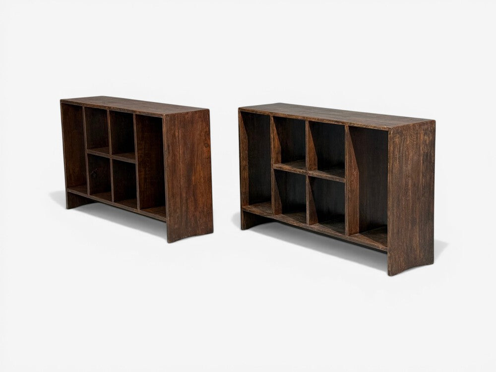 Pierre Jeanneret, 6-Hole File Racks or Bookcases, Teak, Chandigarh, 1960s