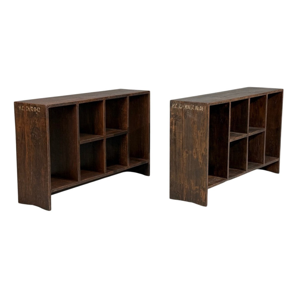 Pierre Jeanneret, 6-Hole File Racks or Bookcases, Teak, Chandigarh, 1960s