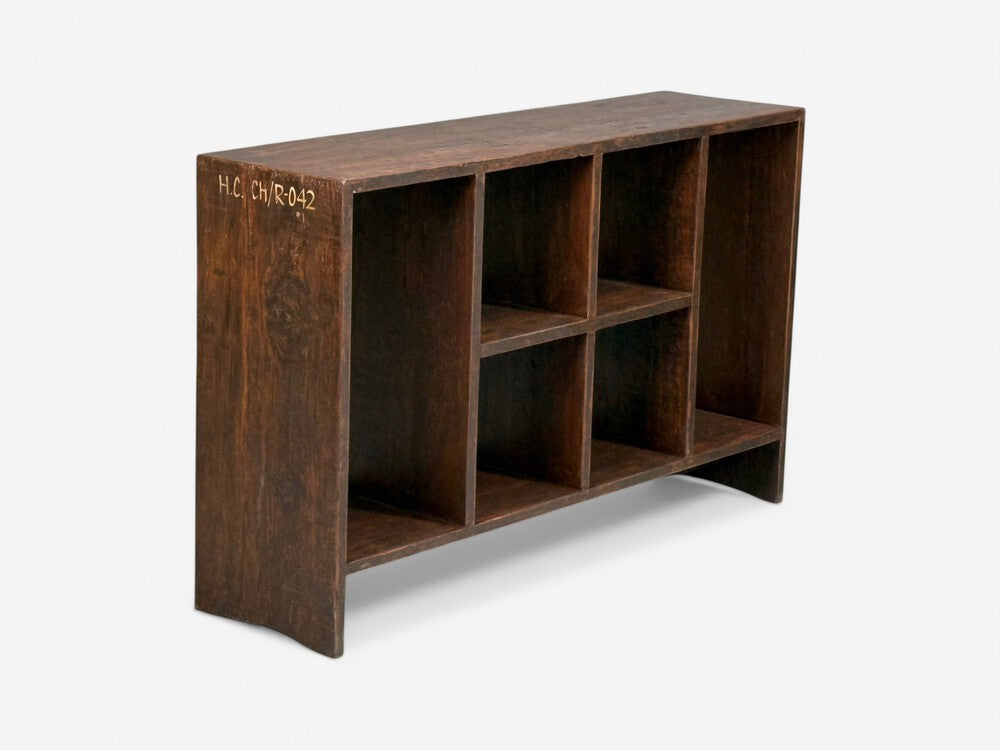 Pierre Jeanneret, 6-Hole File Rack or Bookcase, Teak, Chandigarh, 1960s