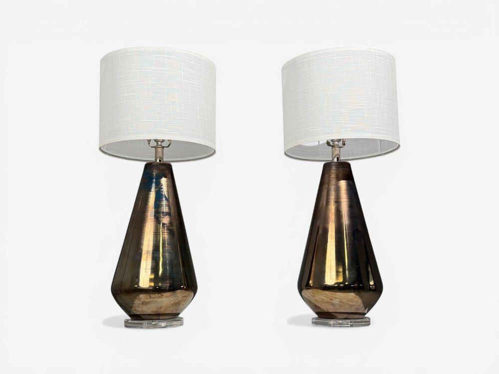 Modern Table Lamps, Distressed Bronze Glass Finish, Lucite, USA, 21st c.
