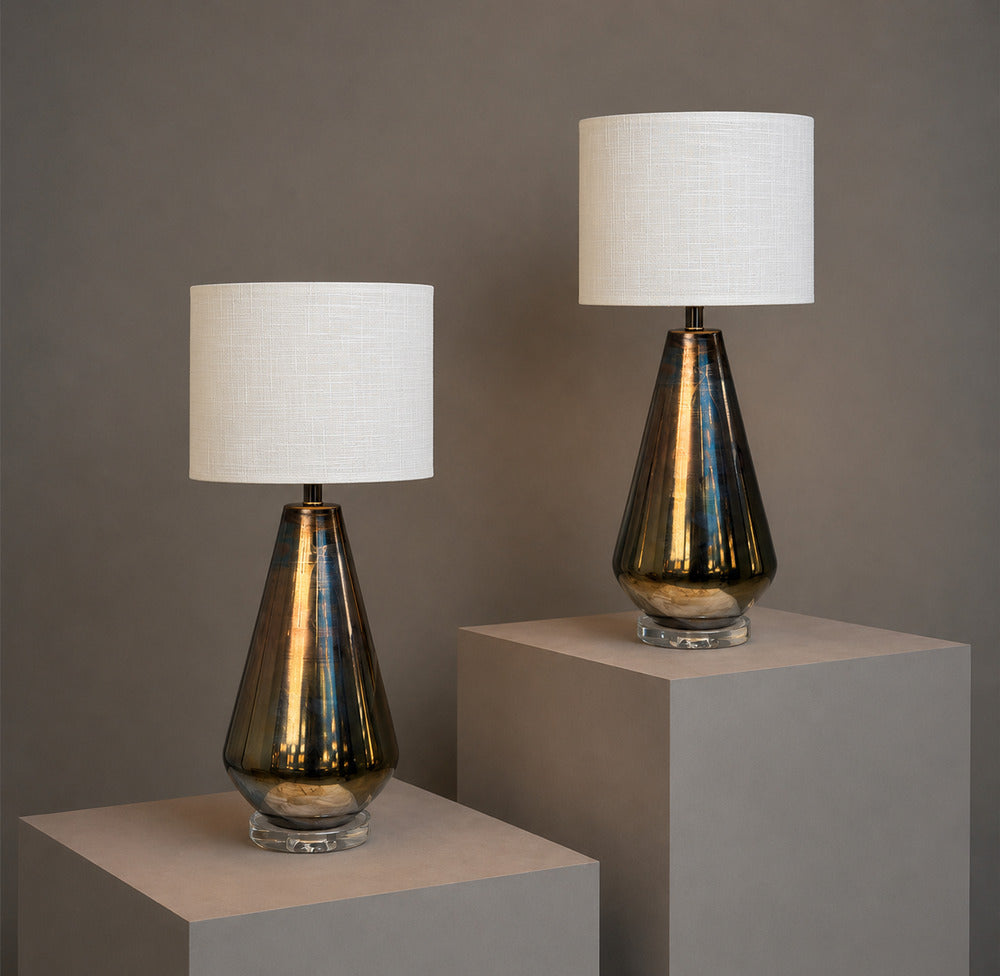 Modern Table Lamps, Distressed Bronze Glass Finish, Lucite, USA, 21st c.