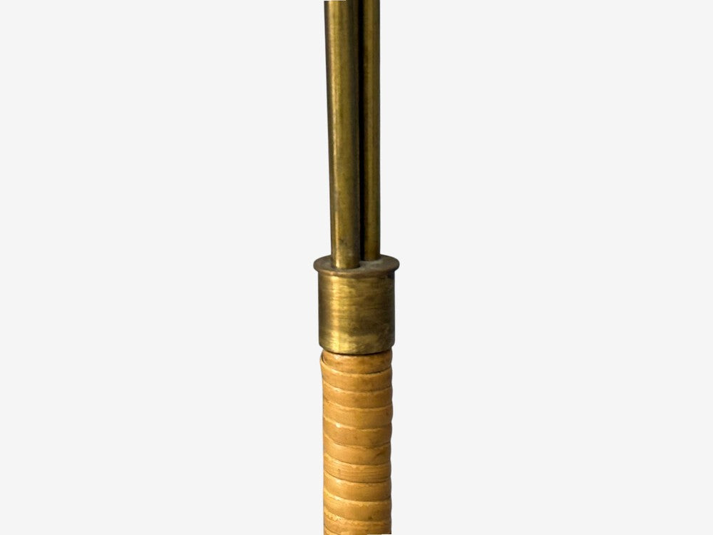 Swedish Modern, Floor Lamp, Rattan, Elm, Fabric, Sweden, 1940s