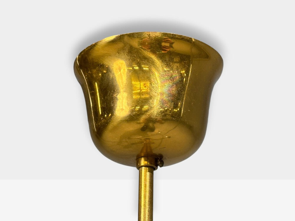 Swedish Modern, Pendant Light, Brass, Frosted Glass, Sweden, 1940s