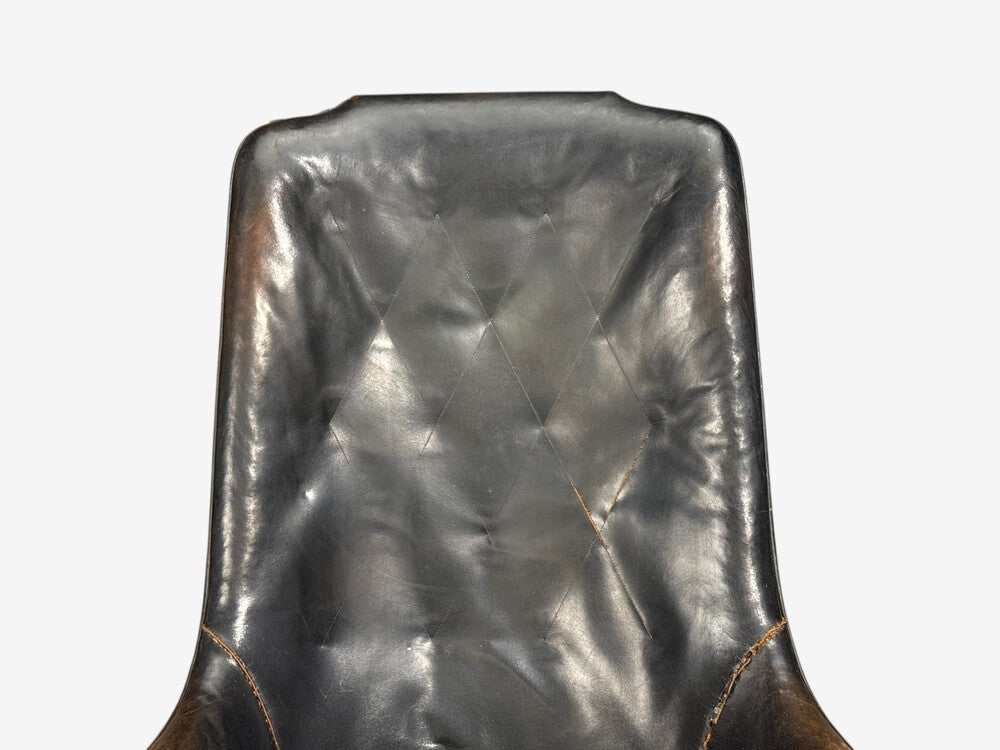 Svend Åge Madsen, Highback Chair, Leather, Nut Wood, Denmark, 1947