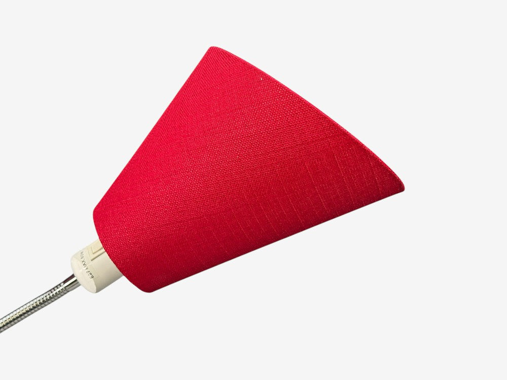 AH Belysing, Floor Lamp, White Lacquered Metal, Red Fabric, Sweden, 2000s