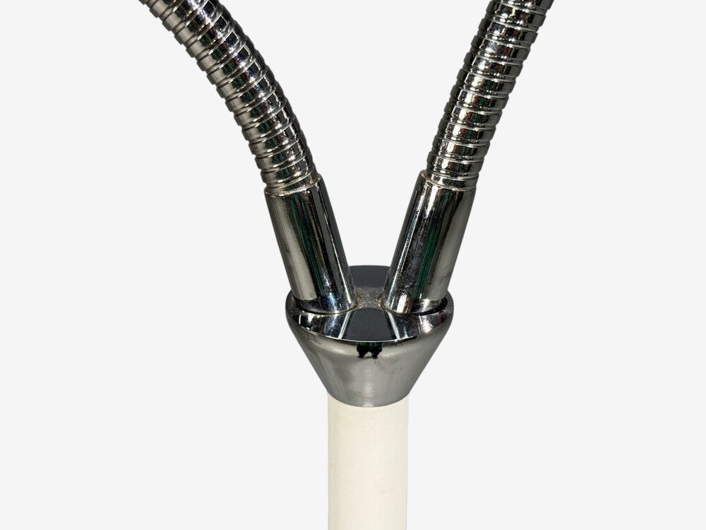 AH Belysing, Floor Lamp, White Lacquered Metal, Red Fabric, Sweden, 2000s